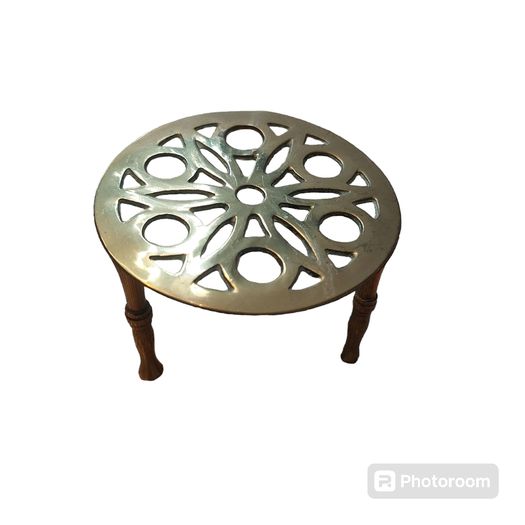 vintage miniature pierced brass trivet