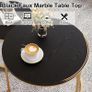 Round Coffee Tables, Set of 2 End Table, Nesting Tables, Side Table Metal Gold Frame for Living Room/Bedroom/Balcony/Office/Apartment, Diameter 23.6/15.7 IN, Black Top, Prevent right angles Image 5