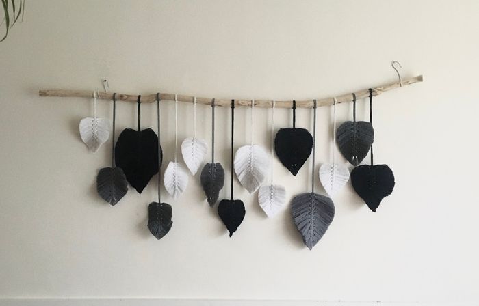 Boho wall hanging, Bohemian home decoration, Handmade wall tapestry, Macrame leaves, Birthday gift idea, Housewarming gift