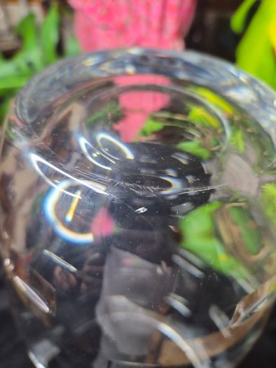John Rocha at Waterford Crystal Cut Glass Vase Geo / Grid Signed 35cm