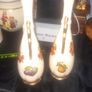 A Beautiful Pair of Old Guilded Staffordshire Single Rose Bud Vases Image 3