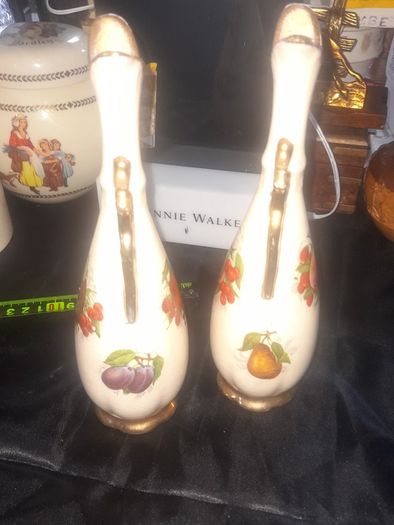 A Beautiful Pair of Old Guilded Staffordshire Single Rose Bud Vases