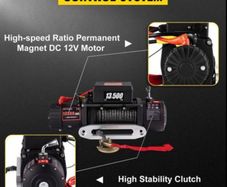 Electric Winch 13500 LBS/ 6123KG 12V 27M/92FT Synthetic Tow Rope