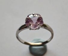 925 Sterling Silver Pink Heart Stone Ring