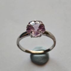 925 Sterling Silver Pink Heart Stone Ring
