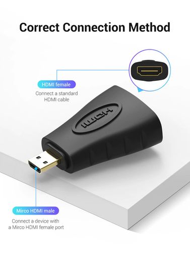 Vention Micro HDMI (Male) to HDMI (Female) v1.4 3D UHD (4K@30Hz) Adapter (Gold-Plated) (Brand New/Warranty)