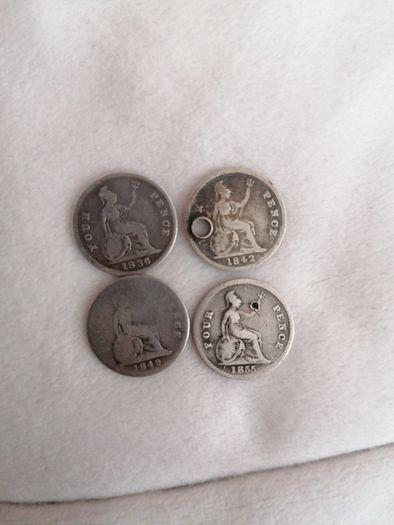 Group United Kingdom Silver 4 Pence Coins