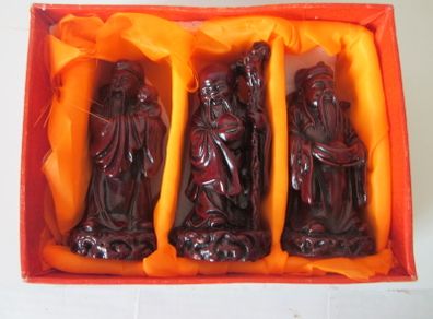 Chinese Feng Shui Three Wise Men Figurines Resin Statues for Prosperity & Luck