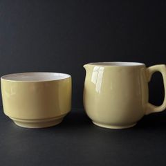 Vintage Carrigaline Yellow Sugar Bowl and Milk Jug