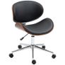 Vintage design office chair adjustable height 360 swivel Poplar wood synthetic upholstery 53 x 53 x 77-87 cm Image 5