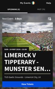 Limerick v Tipp - Sun 24/5/26 - 4 tickets (2 Adult + 2 Juvenile)