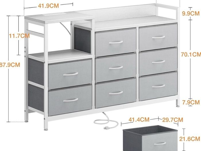 Chest of Drawers Bedroom, Contains 2 USB & 2 AC Ports Sockets