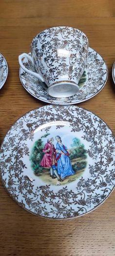 Bone China Tea Trio / Set, 22k Gold Rim