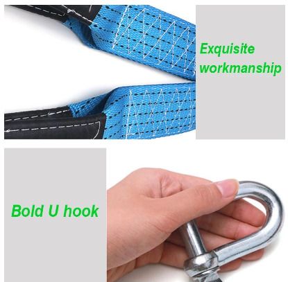 BRAND NEW Car Towing Rope Strape Cable With U Hooks Shackle High Auto Winch Rope recovery Towing Strength Nylon For Car Truck Trailer SUV