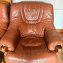 Genuine Leather & Wooden Home Furniture Suite. 3 Seater and 2 Armchairs. Image 5