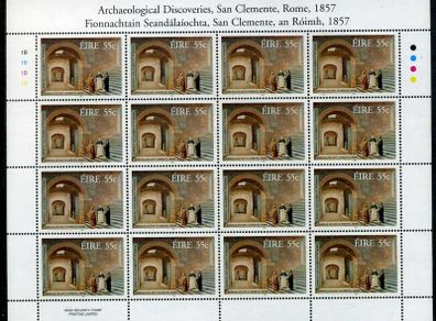 2007 Ireland 150th Anniversary of Archaeological Discoveries Commemorative Stamp Sheetlet Plate 1B1B1B1B Mint Never Hinged (MNH)