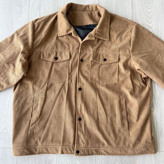 Mens 4XL Brown Corduroy Lined Trucker Jacket