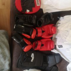 Gloves, legs pads, kick pad