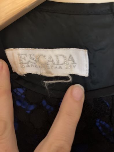 Escada Margaretha Ley black lace over blue Dress size 10