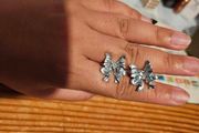 Sumiyaki Ribbon Butterfly Diamante Earring in Light Blue Colour