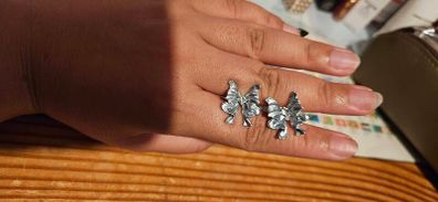 Sumiyaki Ribbon Butterfly Diamante Earring in Light Blue Colour