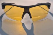 Wraparound sports sunglasses with yellow lenses - black frame