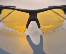 Wraparound sports sunglasses with yellow lenses - black frame
