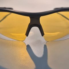 Wraparound sports sunglasses with yellow lenses - black frame