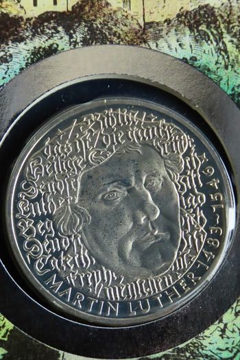 Martin Luther vintage coin cover 1983 stamp 5 Deutsche Mark Martin Luther.