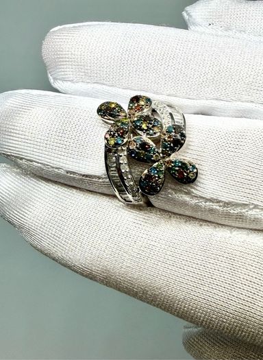 Diamond Designer-Inspired Multi-Color Diamond Floral Ring