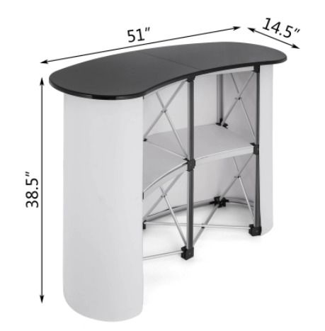51x38.5 Inch Portable Pop Up Trade Show Display Exhibition Counter Promotion Podium Table Stand Booth with Wall Carry Bags