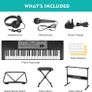 61 Key Electronic Keyboard Piano with Lighted up Keys,LCD,Headphones,X-Stand,Stool,Music Rest,Microphone,Note Stickers,Built-In Speakers,3 Teaching Modes,Ideal for Beginner Adult (Black with Stool) Image 3