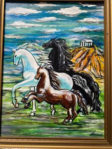This piece is an original, framed decorative painting by the artist. Ken Logue