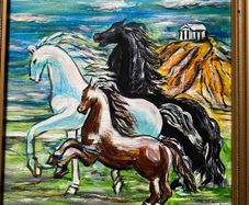 This piece is an original, framed decorative painting by the artist. Ken Logue
