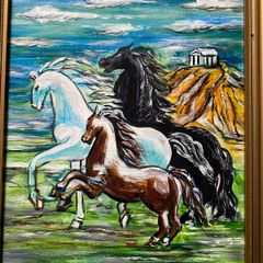 This piece is an original, framed decorative painting by the artist. Ken Logue
