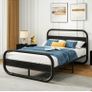 Double Size Bed Frame with Headboard,Oval-Shaped Platform Bed with Under-Bed Image 7