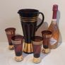 Fabulous Vintage Retro Mid-Century-Modern Hand Blown Tall Glass Pitcher with Four Matching Hi-Ball Glasses in Purple/Amethyst Glass with Rose Gold Gilt Banding - Prosecco Not Included! Image 2