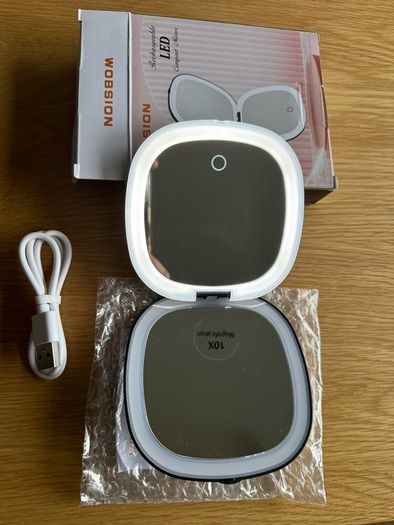 Brand new travel mirror with LED light, rechargeable