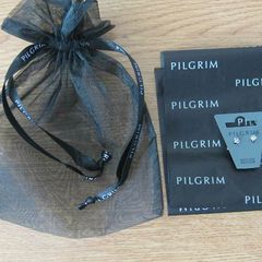 Pilgrim jewelry floral lilac costume silver plated earrings