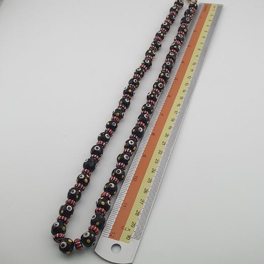 Vintage Venetian Style Thousand Eyes & Chevron Glass Beads Necklace