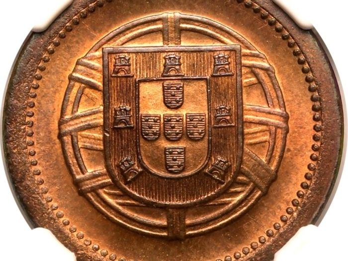 Portugal 1921 5 Cent NGC MS65RB Beautiful Gem Bu