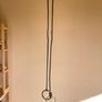Black Leather Cord, Glass & Gold Colour Metal Ring Long Necklace Image 3