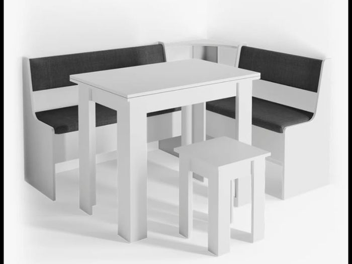 Corner dining bench set with table and stool