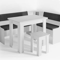 Corner dining bench set with table and stool