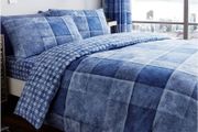 MULTIPLE SIZES AVAILABLE Checkered Duvet Cover, Warm &amp; Cosy Checked Bedding Sets King Size With Pillow Cases, Blue