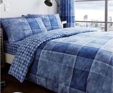 MULTIPLE SIZES AVAILABLE Checkered Duvet Cover, Warm & Cosy Checked Bedding Sets King Size With Pillow Cases, Blue