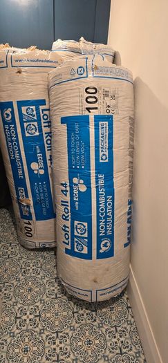 3 full rolls of Knauf Loft Roll 44 attic insulation