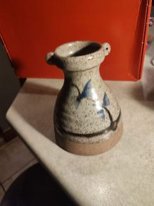 Healy Studio Pottery stoneware vase, floral pattern.