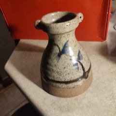 Healy Studio Pottery stoneware vase, floral pattern.