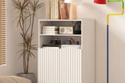 Modern Bathroom Cabinet with 2 Open Shelves and Cupboard with Soft-Closing Doors, 60x31.8x93 cm, White